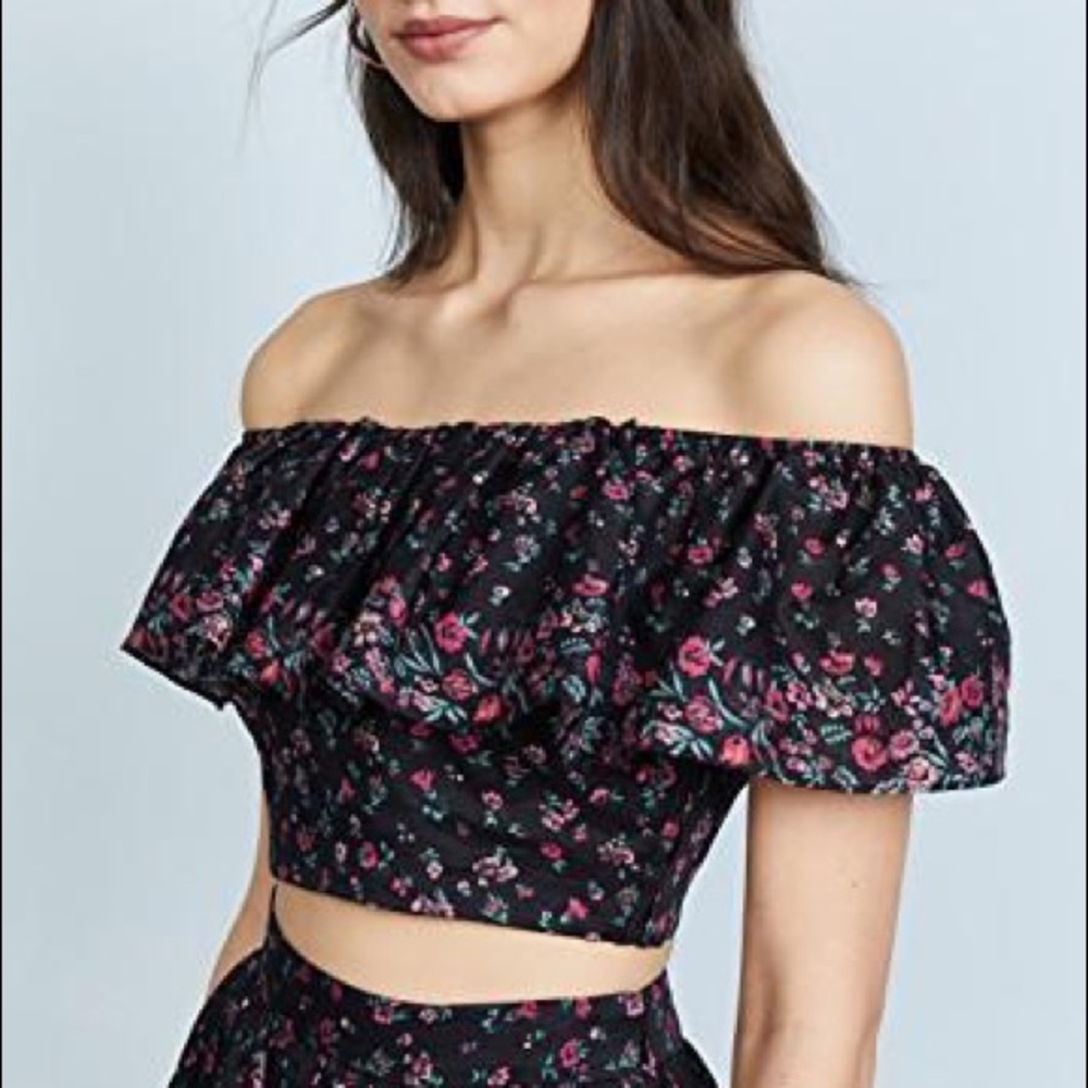 LoveShackFancy off shoulder Maria floral Top